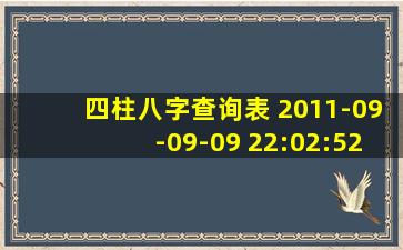 四柱八字查询表 2011-09-09-09 22:02:52